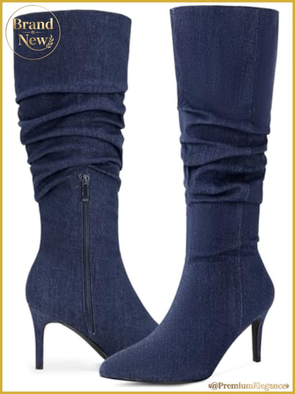 Pointed Toe Slouched Stiletto Heel Knee High Boots